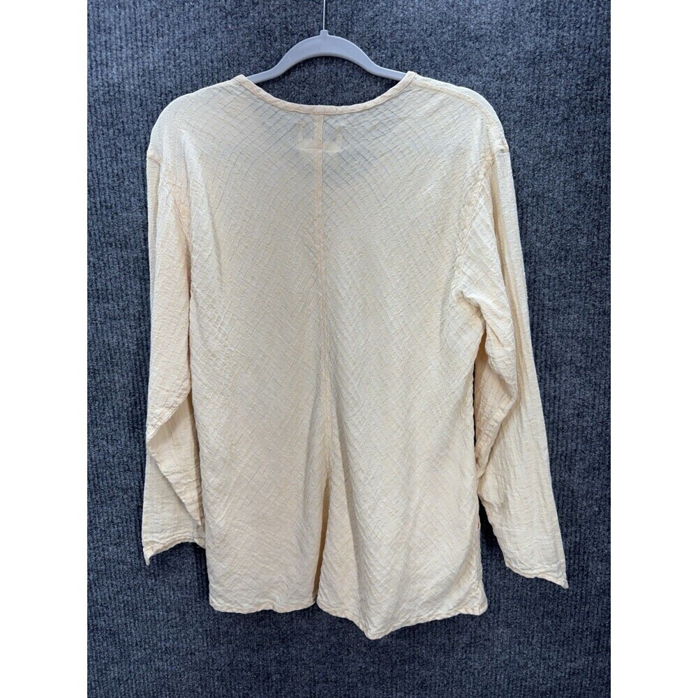 Flax by Jeanne Engelhart Tunic Top Women’s Medium Soft Yellow 100% Linen Pockets - Picture 4 of 9